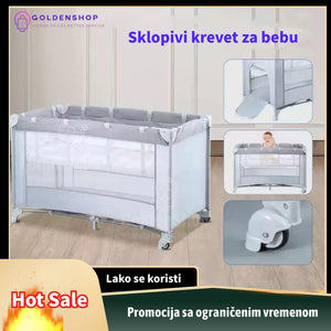 Ogradica za bebe sa lopticama golom i kosem Siva