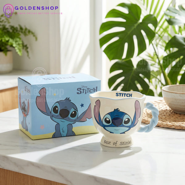 Disney Stitch Keramička Šolja sa Slamčicom i Poklon Kutijom 450ml