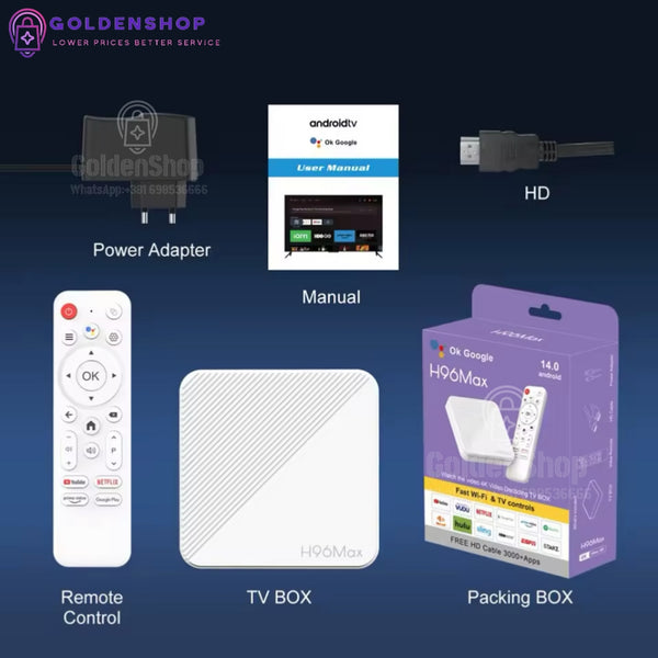 Android Tv Box H96 Max WIFI 6.0/5Ghz Android 14.0 2/16GB 4K