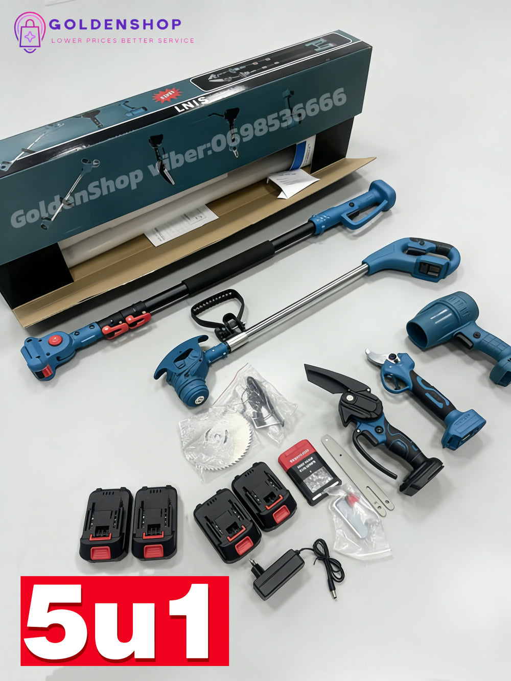 Aku makaze / testera / trimer / duvac i teleskop 5u1