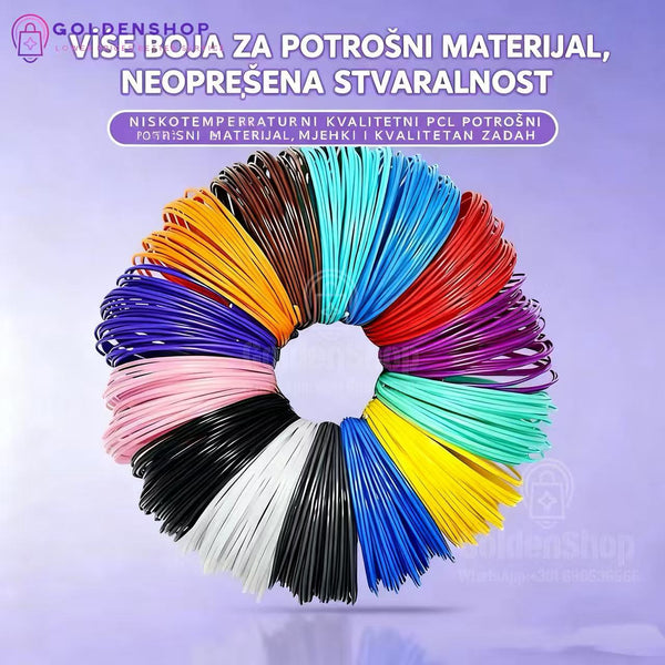 3D Olovka Za 3D CRTANJE + GRATIS 3 PLA Žica + 25m Izbor