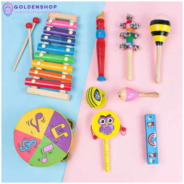 Muzički Instrumenti set Daire, Metalofon, Triangl, Zvečke