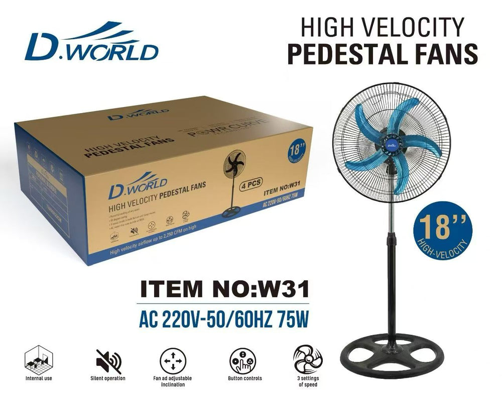 STOJEĆI PODNI VENTILATOR D.World W31 18" 45cm 75W