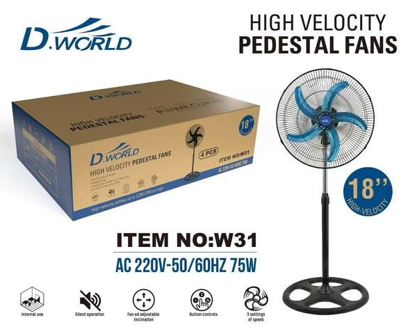 STOJEĆI PODNI VENTILATOR D.World W31 18" 45cm 75W
