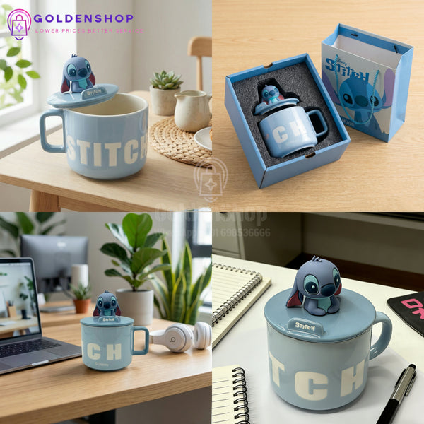 Disney Stitch Keramička Šolja sa Slamčicom i Poklon Kutijom 450ml