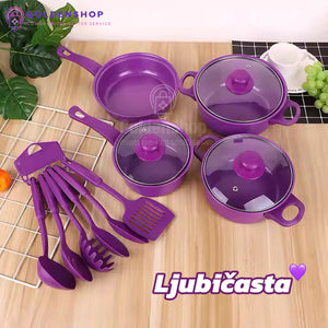 Set posudja + kuhinjski pribor Serpe tiganji Set posudja 13