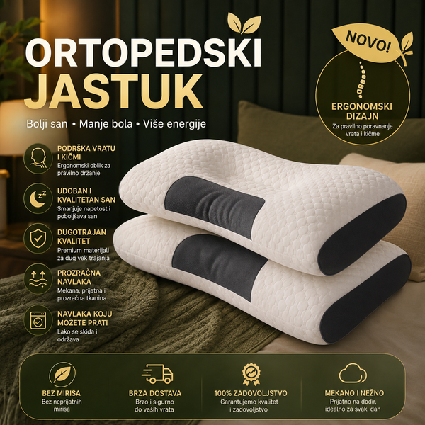 Ergonomski jastuk od visokogustinske pene sa sporim povratkom Bamboo