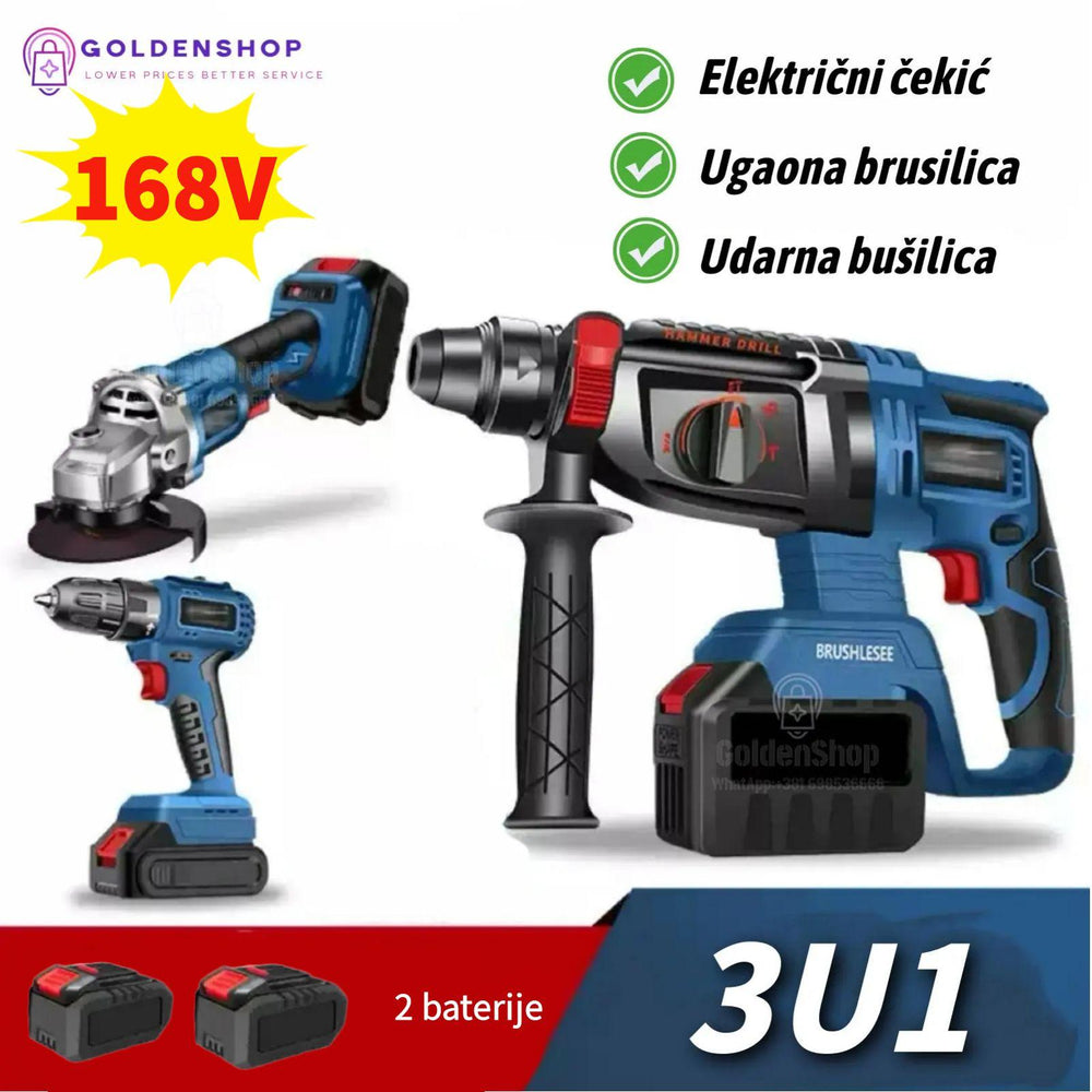 168V Makita električni čekić, ugaona brusilica, električni ključ/udarna bušilica tri u jednom
