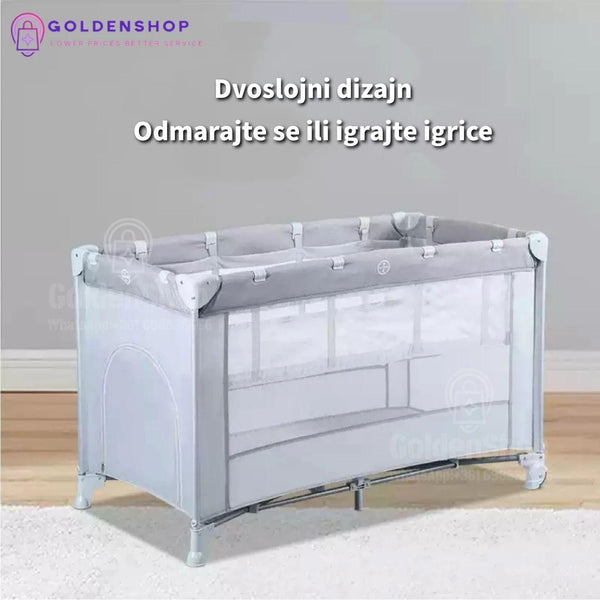 Ogradica za bebe sa lopticama golom i kosem Siva