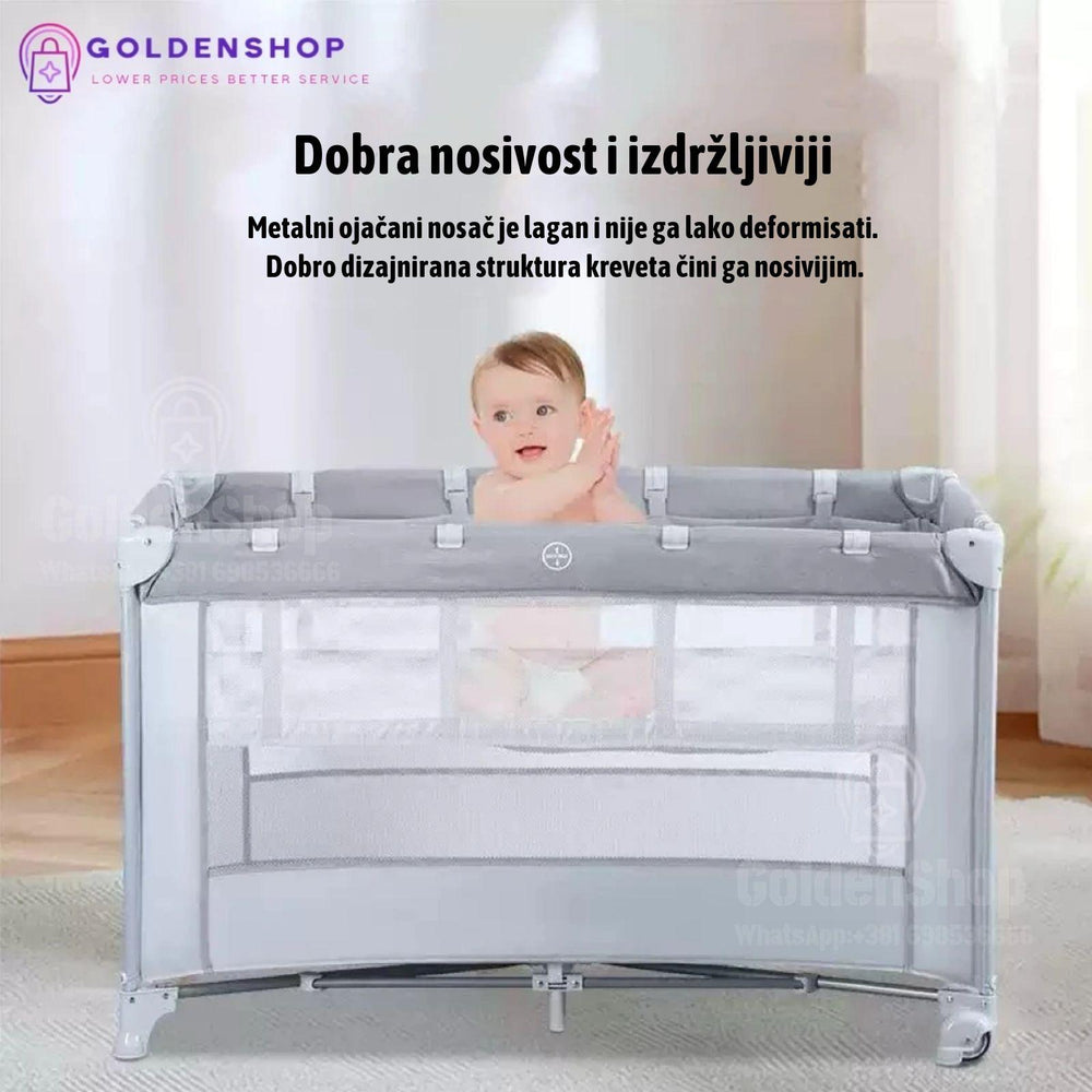 Ogradica za bebe sa lopticama golom i kosem Siva