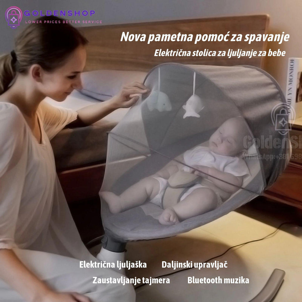 Električna ljuljaška za bebe njihalica Siva