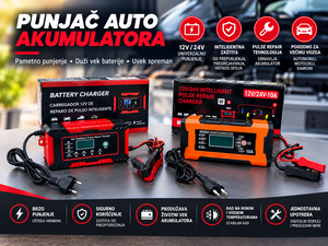 Automatski Punjač za Akumulator 12V/24V– Pametni Punjač za Auto, Motocikl i AGM/GEL Akumulatore