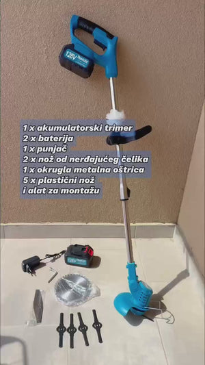 Aku trimer za travu sa 2 baterije 128V